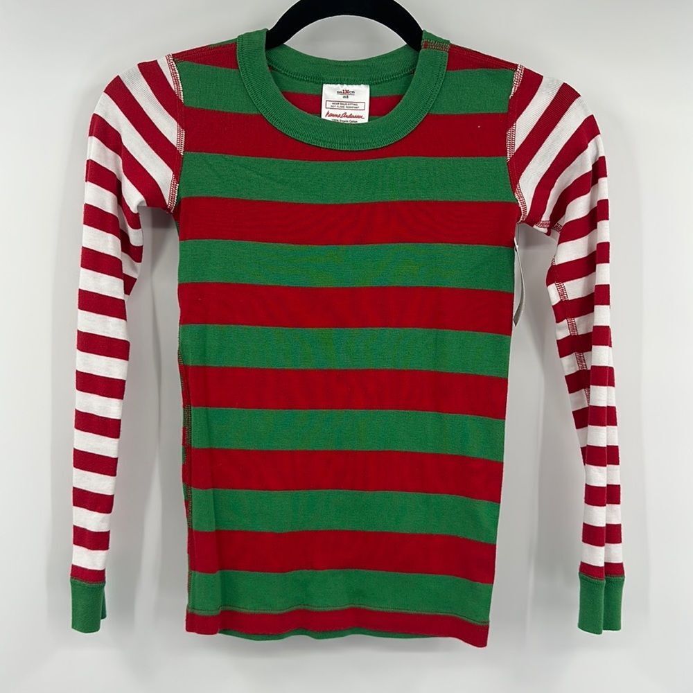 Hanna Andersson Red/Green/White Striped Pj Top ONLY Sz‎ 140cm (8)